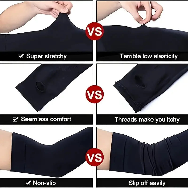 Sun Sleeves 2-Pack - UPF 50+ protection - Cooling Arm Covers for Driving, Cycling, Outdoor Sports, Unisex, Lightweight & Breathable (Black/white)