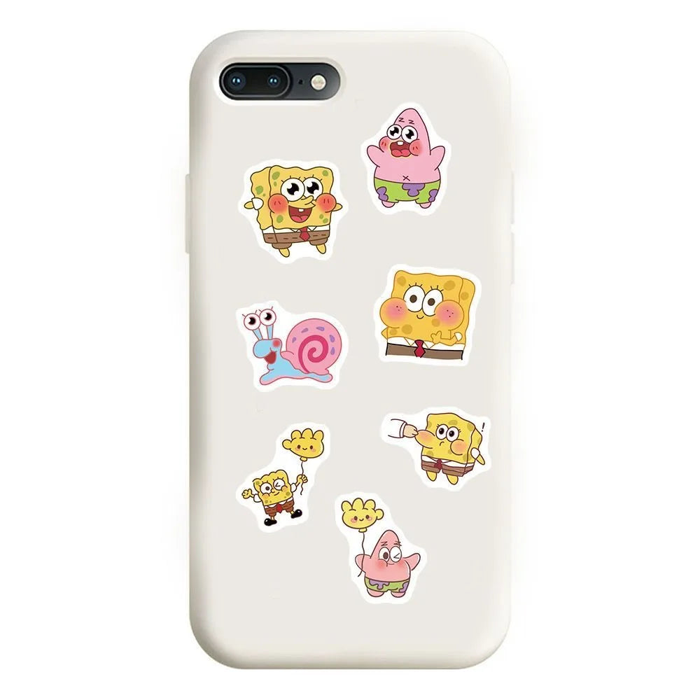 100pcs new Cartoon Cute SpongeBob SquarePants Stickers Personalized Creative Decorative Waterproof Sticker Decals Kids Toy.