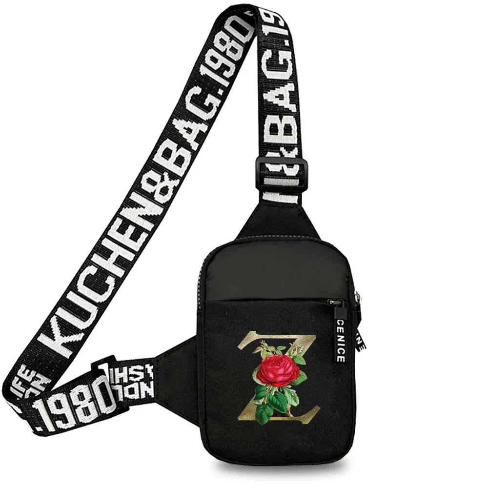 Simplicity Chest Bags Outdoor Sports Chest Backpack for Men and Women Multi Functional Golden Flower Series Crossbody Bag