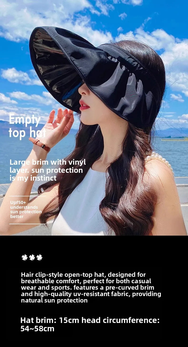UPF50+ Sun Visor Hat Dual-Use Full Face Sun Protection Foldable Headband for Beach Hiking Outdoor Summer Hats for Women