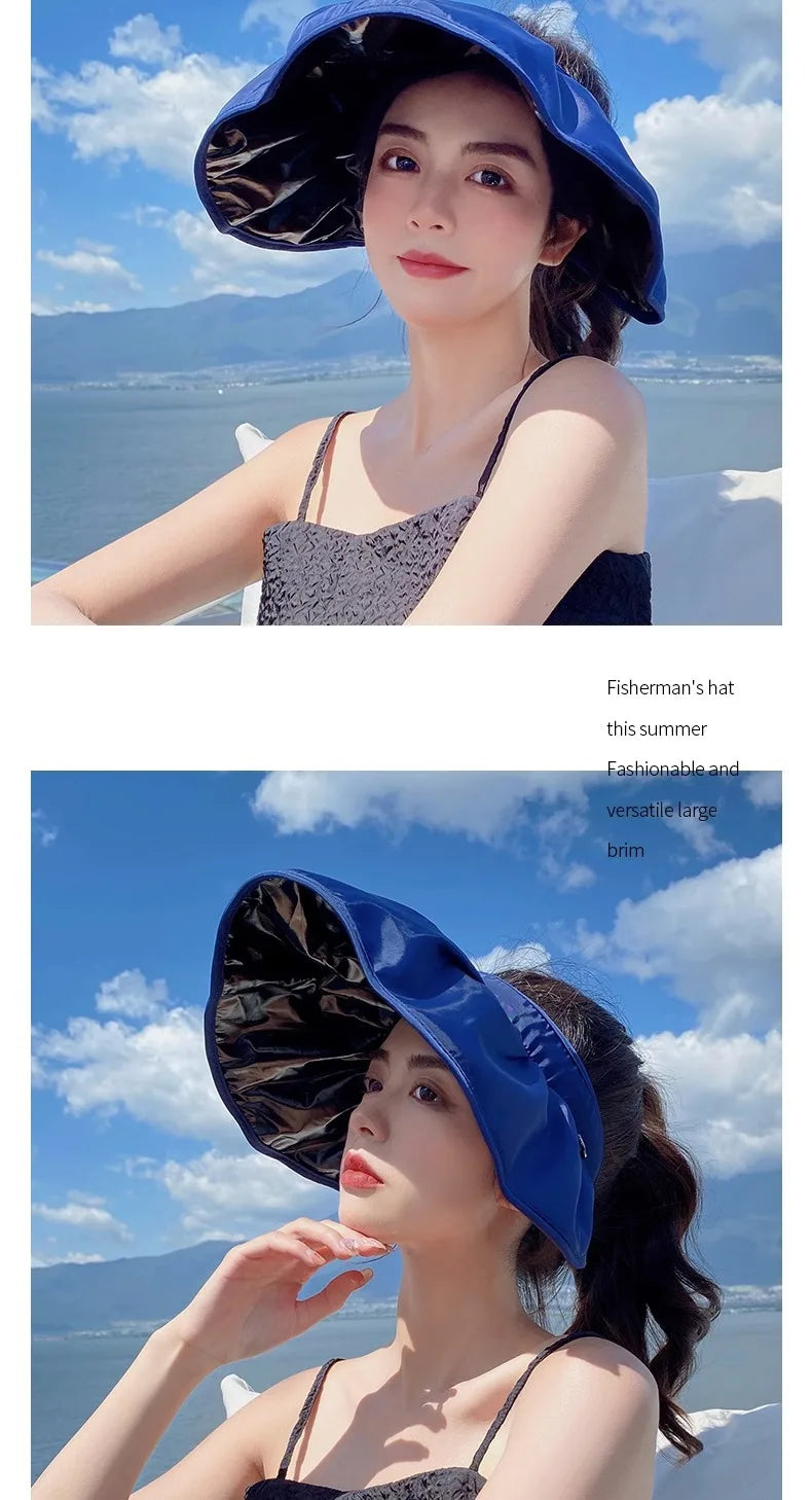 UPF50+ Sun Visor Hat Dual-Use Full Face Sun Protection Foldable Headband for Beach Hiking Outdoor Summer Hats for Women