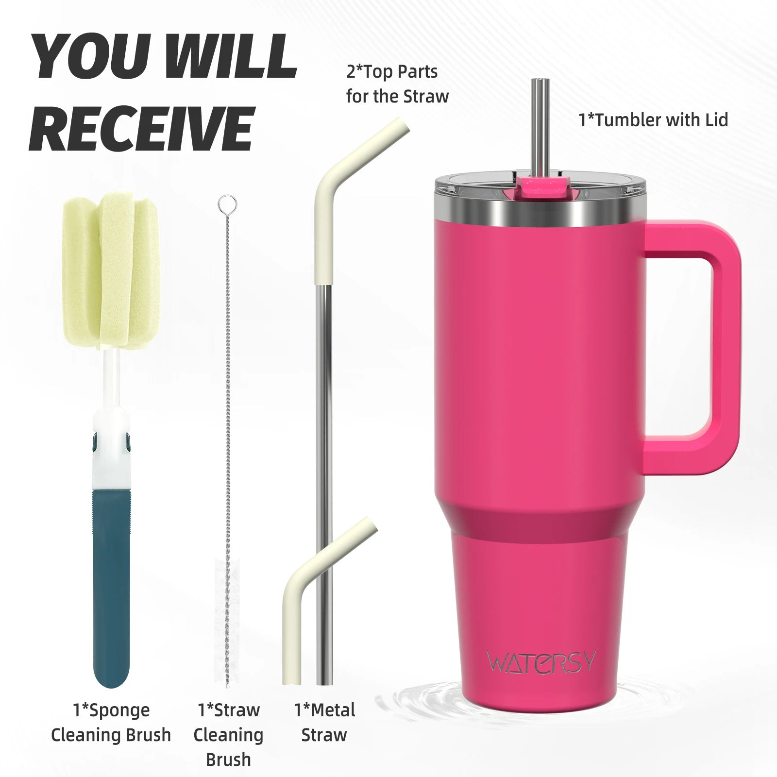 WATERSY 20oz/591ml Tumbler with Handle, Leak-proof Insulated Cup, Stainless Steel Vacuum Thermal for Coffee, for Car, Travel