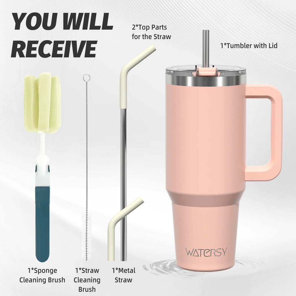 WATERSY 20oz/591ml Tumbler with Handle, Leak-proof Insulated Cup, Stainless Steel Vacuum Thermal for Coffee, for Car, Travel