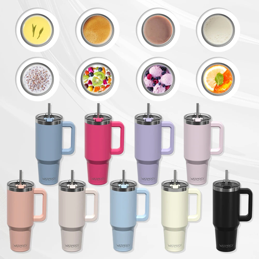 WATERSY 20oz/591ml Tumbler with Handle, Leak-proof Insulated Cup, Stainless Steel Vacuum Thermal for Coffee, for Car, Travel