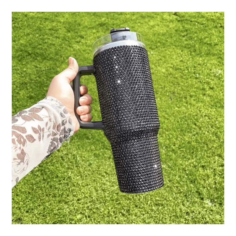 40Oz Stainless Steel Insulated Mug With Handle And Straw Lid Double Wall Vacuum Insulated Travel Mug, LeakProof With Handle