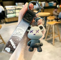 Colorful doodle gradient star bear keychain. Car key decoration pendant. Backpack charm accessories