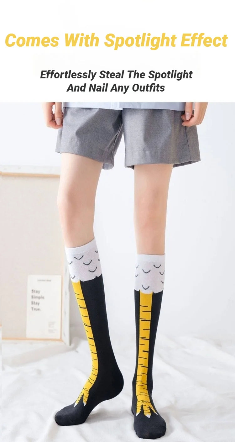 Funny 3D Chicken Socks Print Cartoon Cosplay High Flexibility Thigh High Sock Fashion Thin Toe Feet