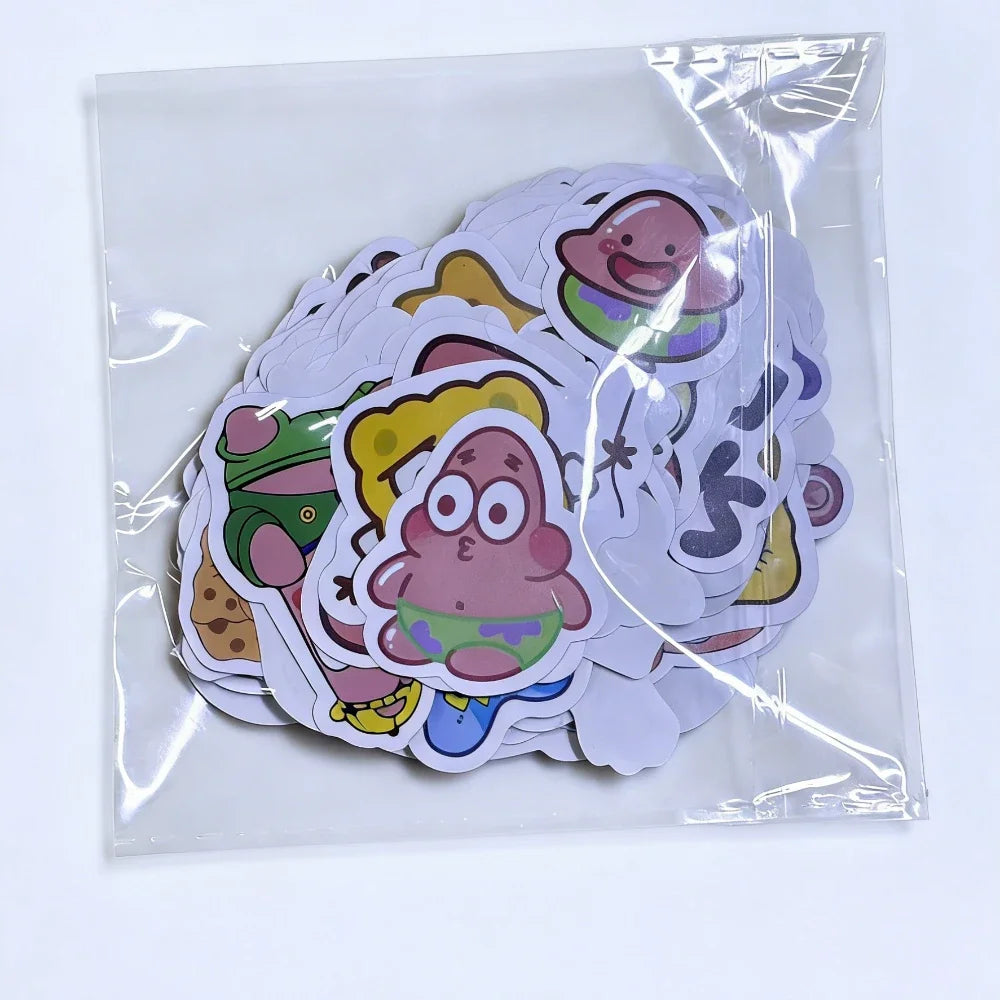 100pcs new Cartoon Cute SpongeBob SquarePants Stickers Personalized Creative Decorative Waterproof Sticker Decals Kids Toy.