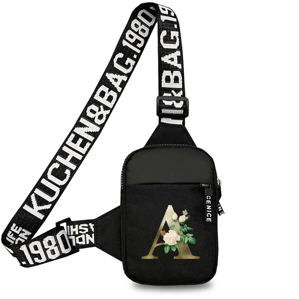 Simplicity Chest Bags Outdoor Sports Chest Backpack for Men and Women Multi Functional Golden Flower Series Crossbody Bag