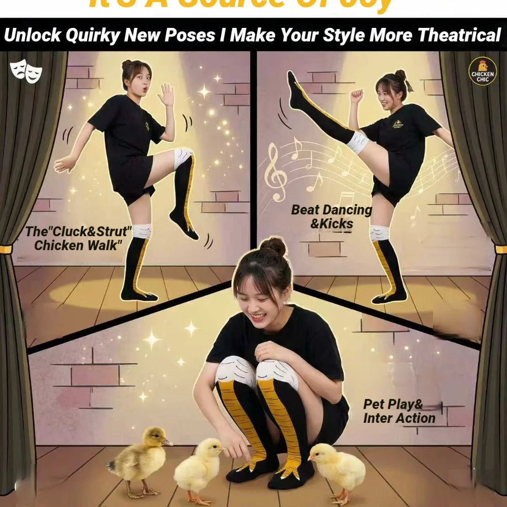 Funny 3D Chicken Socks Print Cartoon Cosplay High Flexibility Thigh High Sock Fashion Thin Toe Feet