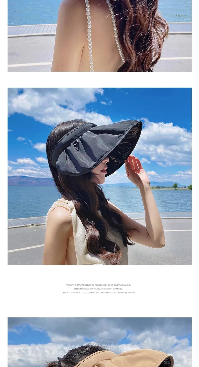 UPF50+ Sun Visor Hat Dual-Use Full Face Sun Protection Foldable Headband for Beach Hiking Outdoor Summer Hats for Women