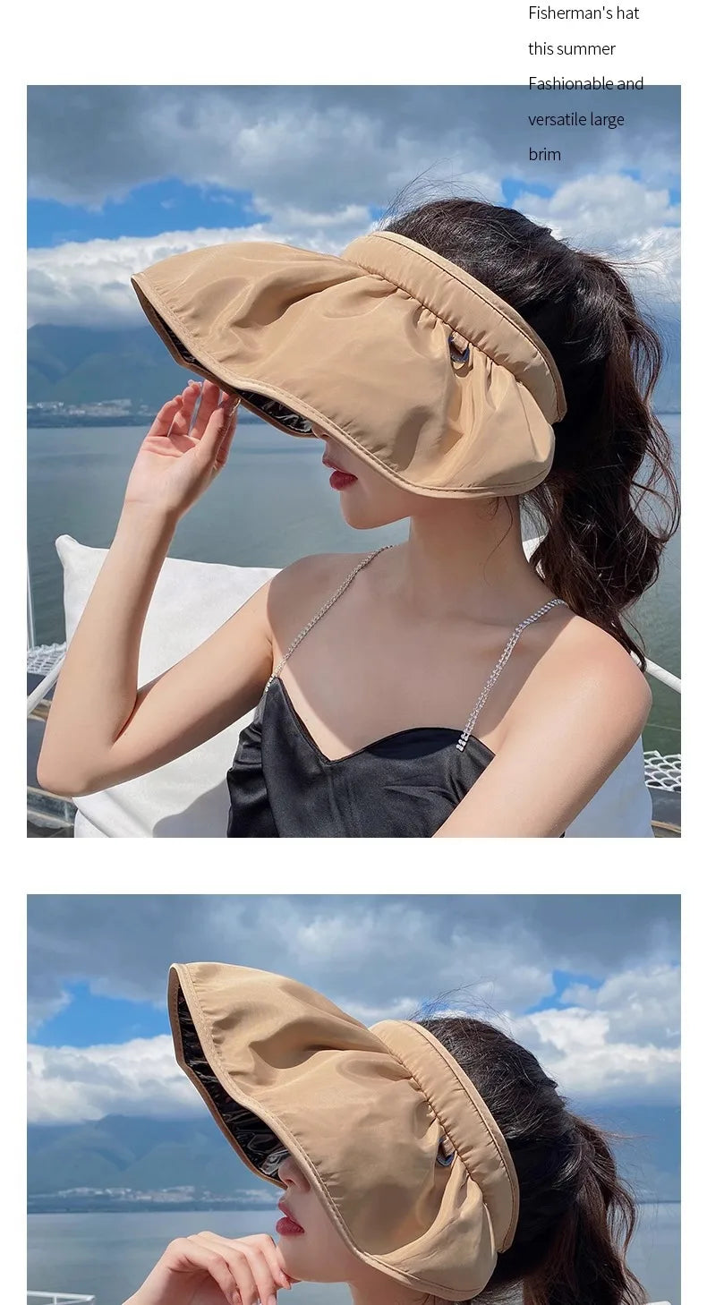 UPF50+ Sun Visor Hat Dual-Use Full Face Sun Protection Foldable Headband for Beach Hiking Outdoor Summer Hats for Women