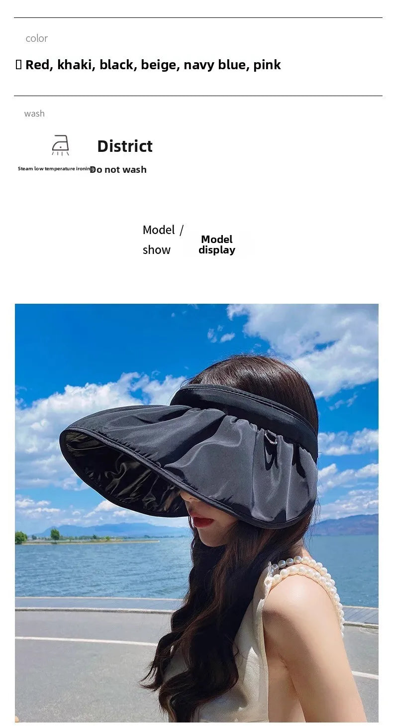 UPF50+ Sun Visor Hat Dual-Use Full Face Sun Protection Foldable Headband for Beach Hiking Outdoor Summer Hats for Women