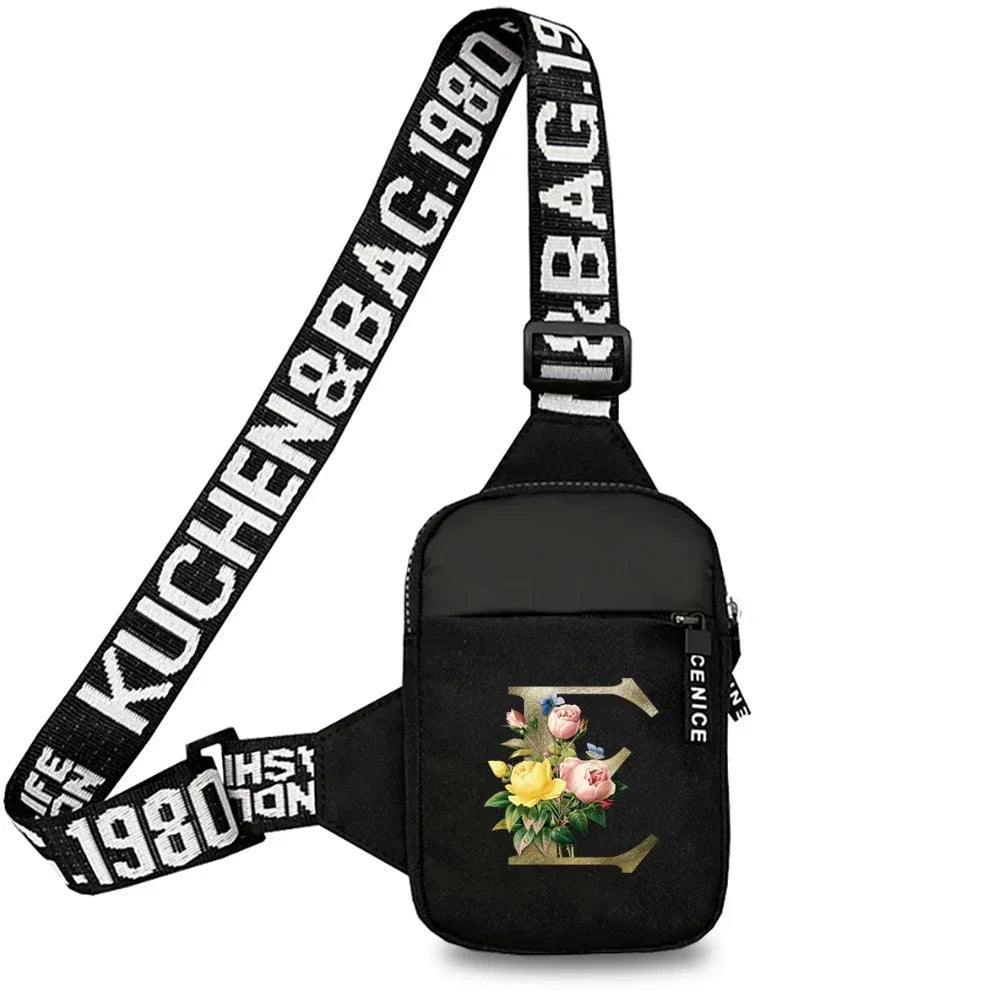 Simplicity Chest Bags Outdoor Sports Chest Backpack for Men and Women Multi Functional Golden Flower Series Crossbody Bag