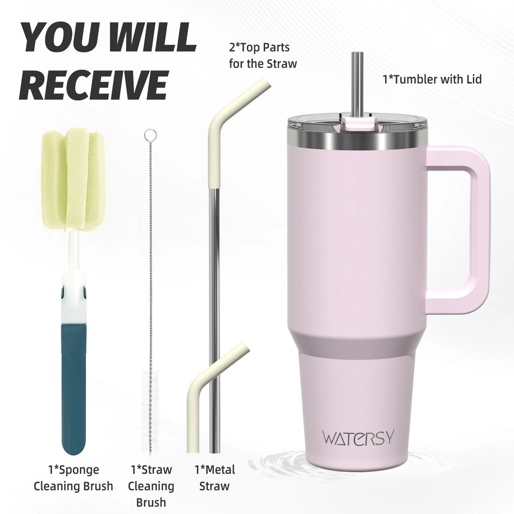 WATERSY 20oz/591ml Tumbler with Handle, Leak-proof Insulated Cup, Stainless Steel Vacuum Thermal for Coffee, for Car, Travel