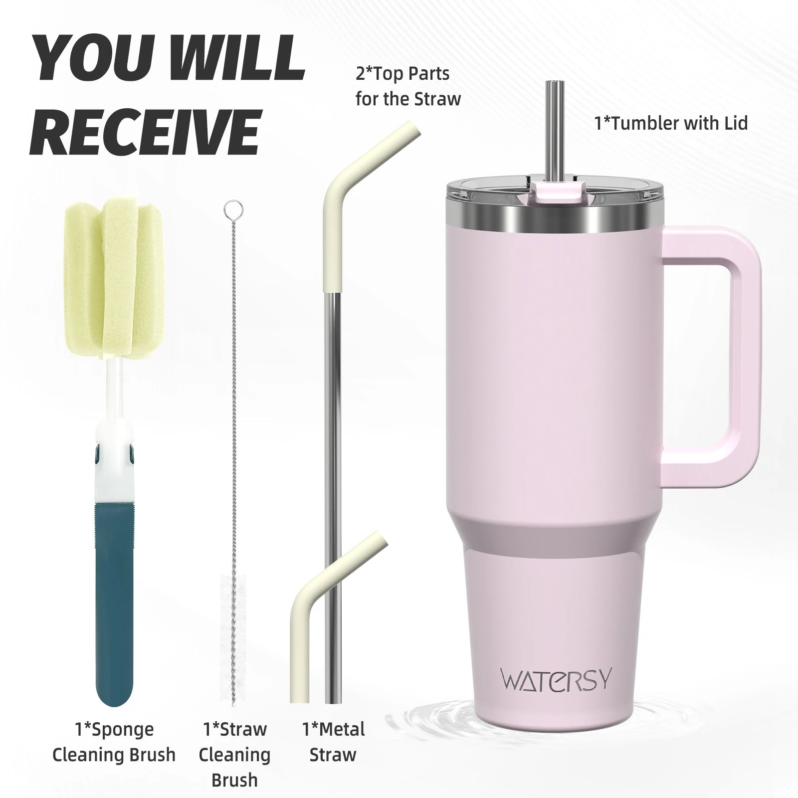 WATERSY 20oz/591ml Tumbler with Handle, Leak-proof Insulated Cup, Stainless Steel Vacuum Thermal for Coffee, for Car, Travel