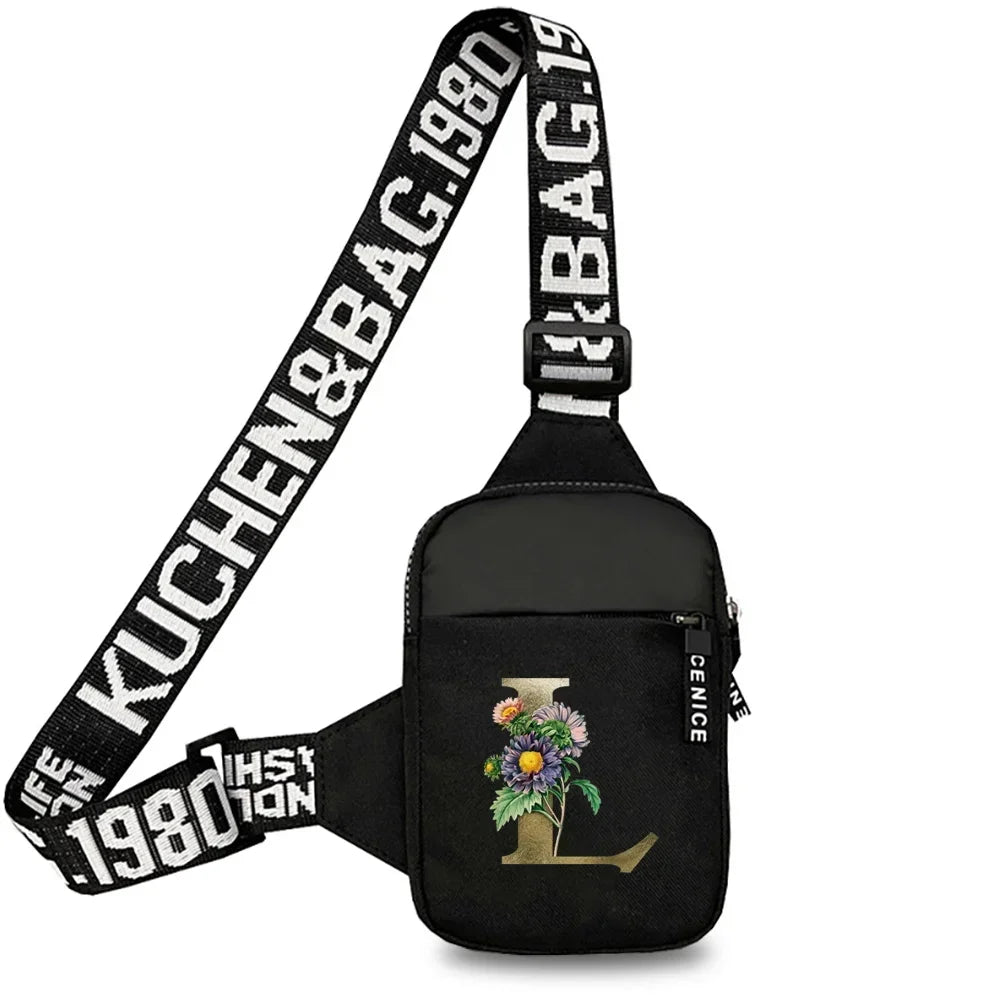 Simplicity Chest Bags Outdoor Sports Chest Backpack for Men and Women Multi Functional Golden Flower Series Crossbody Bag