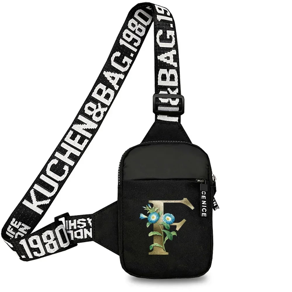 Simplicity Chest Bags Outdoor Sports Chest Backpack for Men and Women Multi Functional Golden Flower Series Crossbody Bag