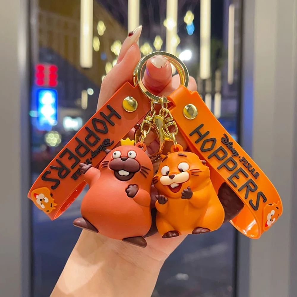 3D Cute Orange Beaver Keychain Cartoon Animal Doll Pendant Key chains Bag Charm Car Keyring Accessories Gift