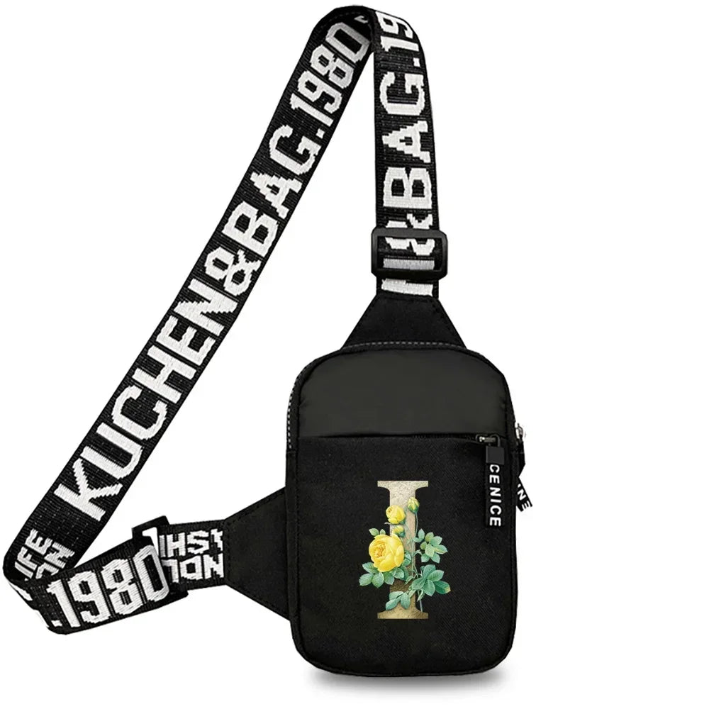 Simplicity Chest Bags Outdoor Sports Chest Backpack for Men and Women Multi Functional Golden Flower Series Crossbody Bag