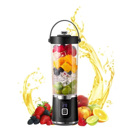 12 Blades Portable USB Charging Juicer, 400-800ML Mini Personal Blender, Electric Smoothie Juice Maker, Compact Rechargeable Mixer for Shakes, Fruit Vegetable Drinks, Travel Home Office Outdoor Use