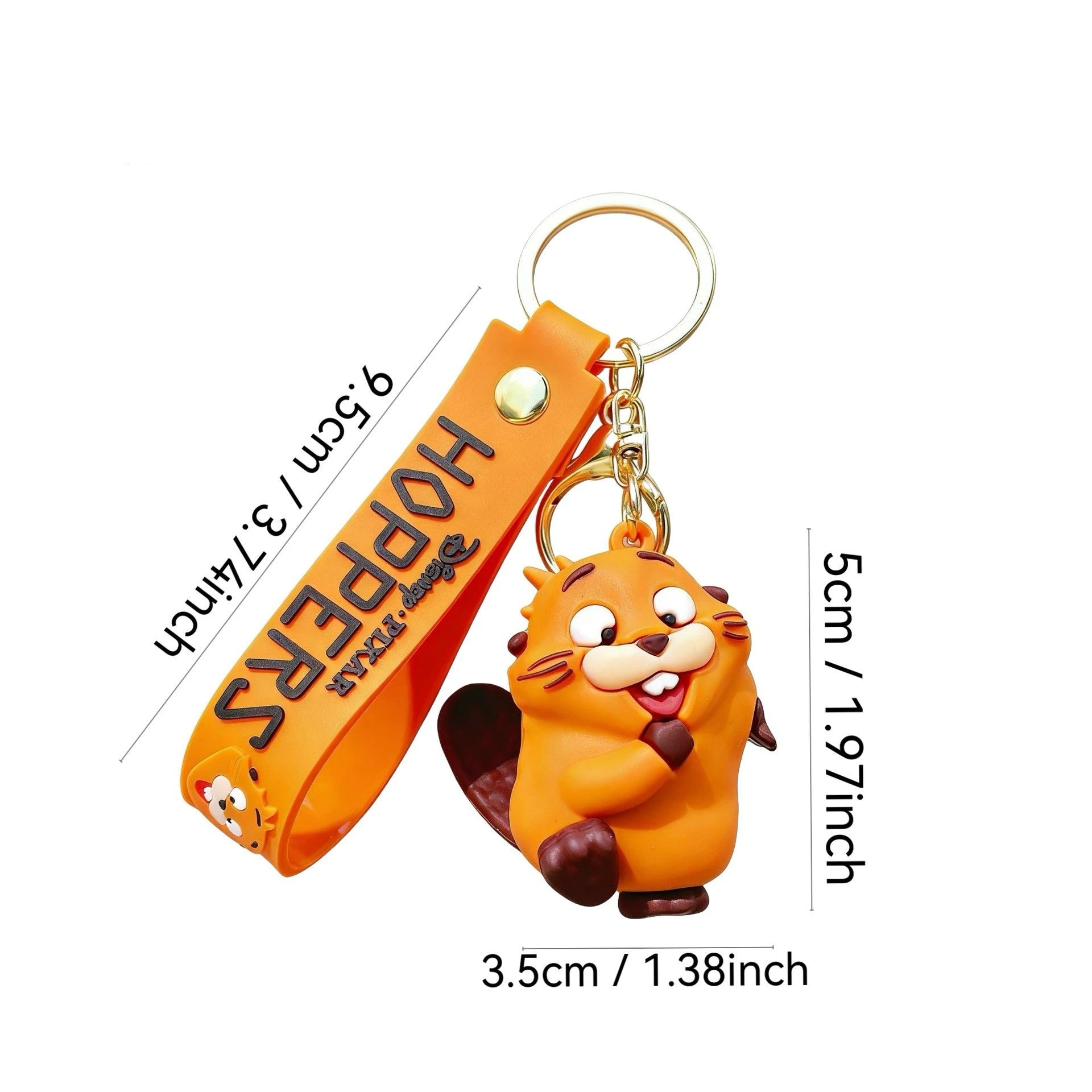 3D Cute Orange Beaver Keychain Cartoon Animal Doll Pendant Key chains Bag Charm Car Keyring Accessories Gift