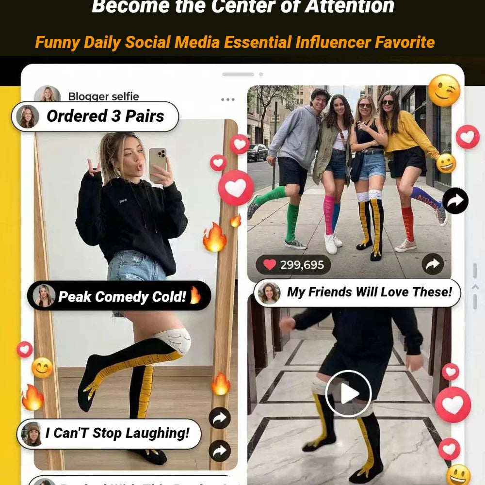 Funny 3D Chicken Socks Print Cartoon Cosplay High Flexibility Thigh High Sock Fashion Thin Toe Feet