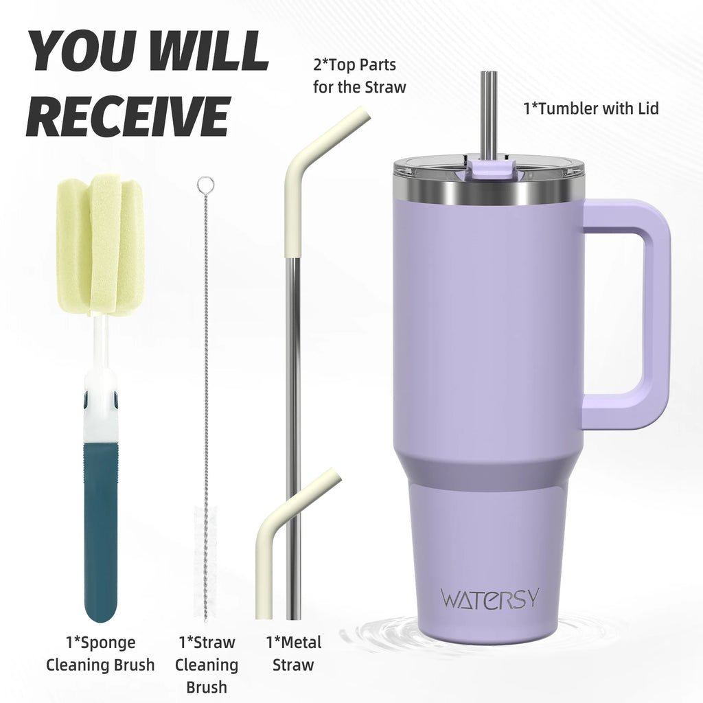 WATERSY 20oz/591ml Tumbler with Handle, Leak-proof Insulated Cup, Stainless Steel Vacuum Thermal for Coffee, for Car, Travel