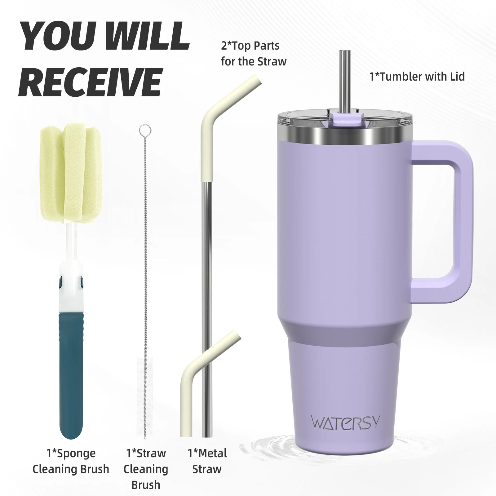 WATERSY 20oz/591ml Tumbler with Handle, Leak-proof Insulated Cup, Stainless Steel Vacuum Thermal for Coffee, for Car, Travel