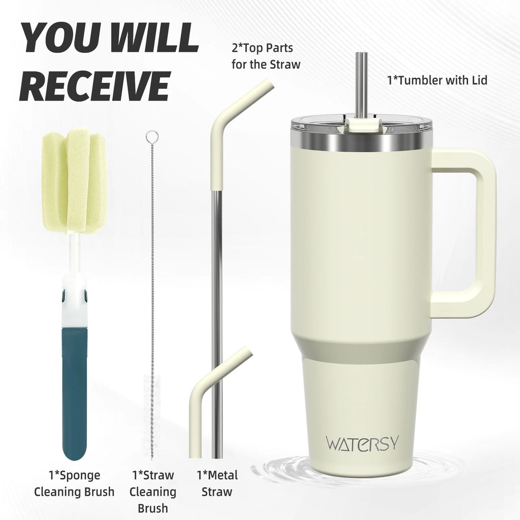 WATERSY 20oz/591ml Tumbler with Handle, Leak-proof Insulated Cup, Stainless Steel Vacuum Thermal for Coffee, for Car, Travel