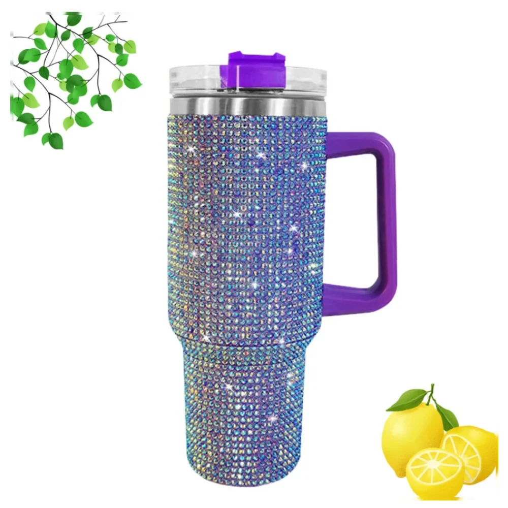 40Oz Stainless Steel Insulated Mug With Handle And Straw Lid Double Wall Vacuum Insulated Travel Mug, LeakProof With Handle
