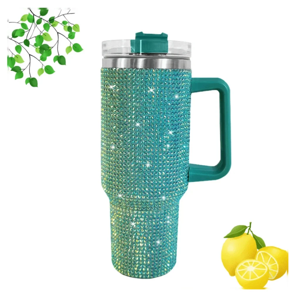 40Oz Stainless Steel Insulated Mug With Handle And Straw Lid Double Wall Vacuum Insulated Travel Mug, LeakProof With Handle