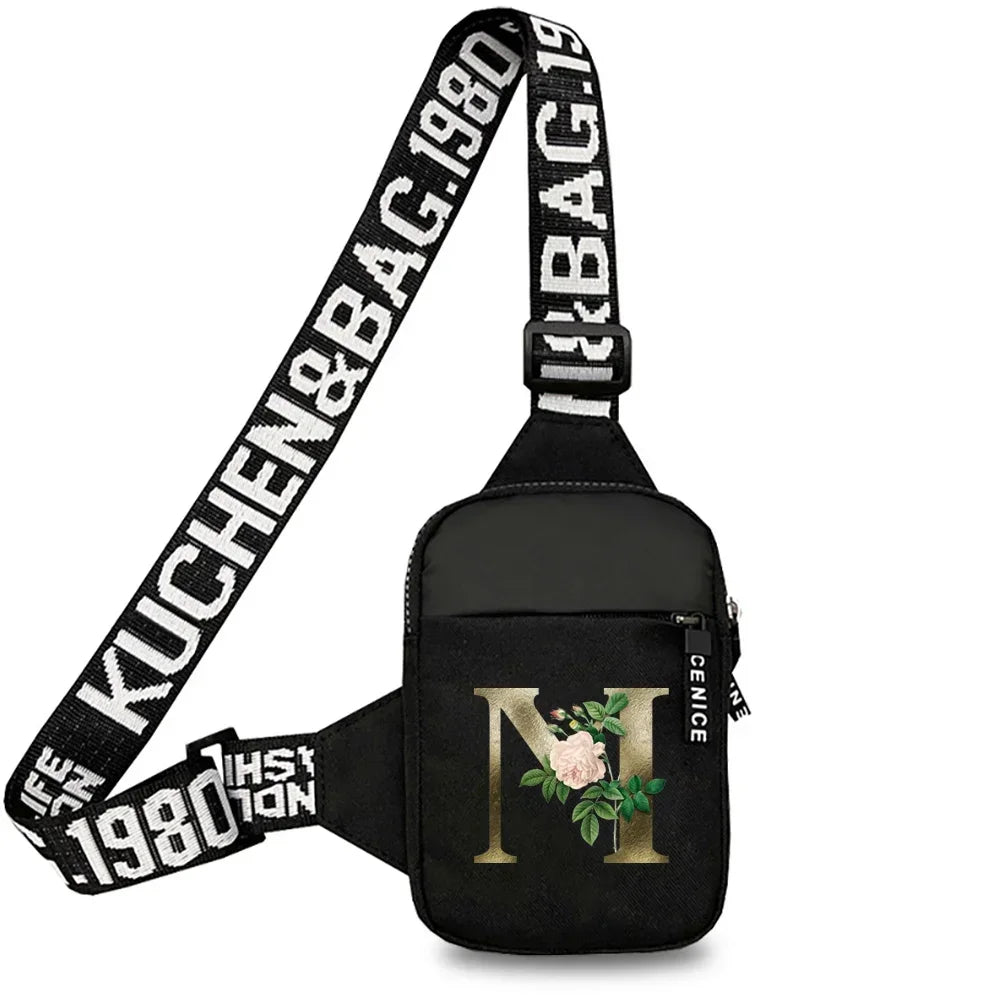 Simplicity Chest Bags Outdoor Sports Chest Backpack for Men and Women Multi Functional Golden Flower Series Crossbody Bag