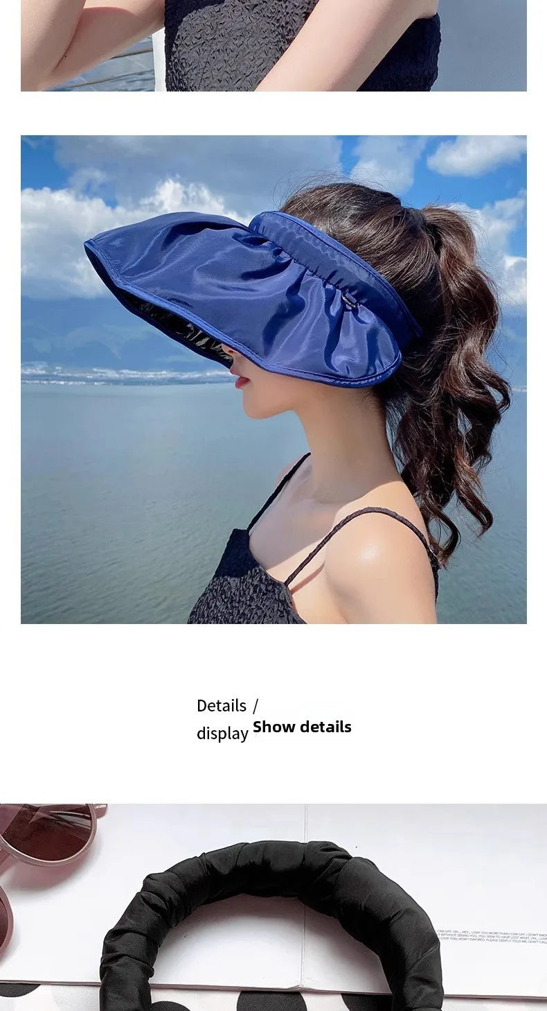 UPF50+ Sun Visor Hat Dual-Use Full Face Sun Protection Foldable Headband for Beach Hiking Outdoor Summer Hats for Women