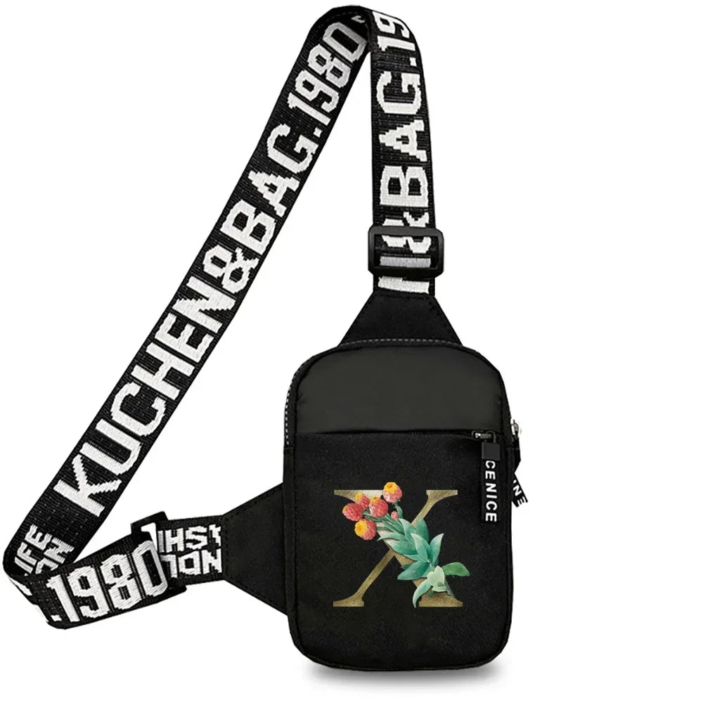 Simplicity Chest Bags Outdoor Sports Chest Backpack for Men and Women Multi Functional Golden Flower Series Crossbody Bag