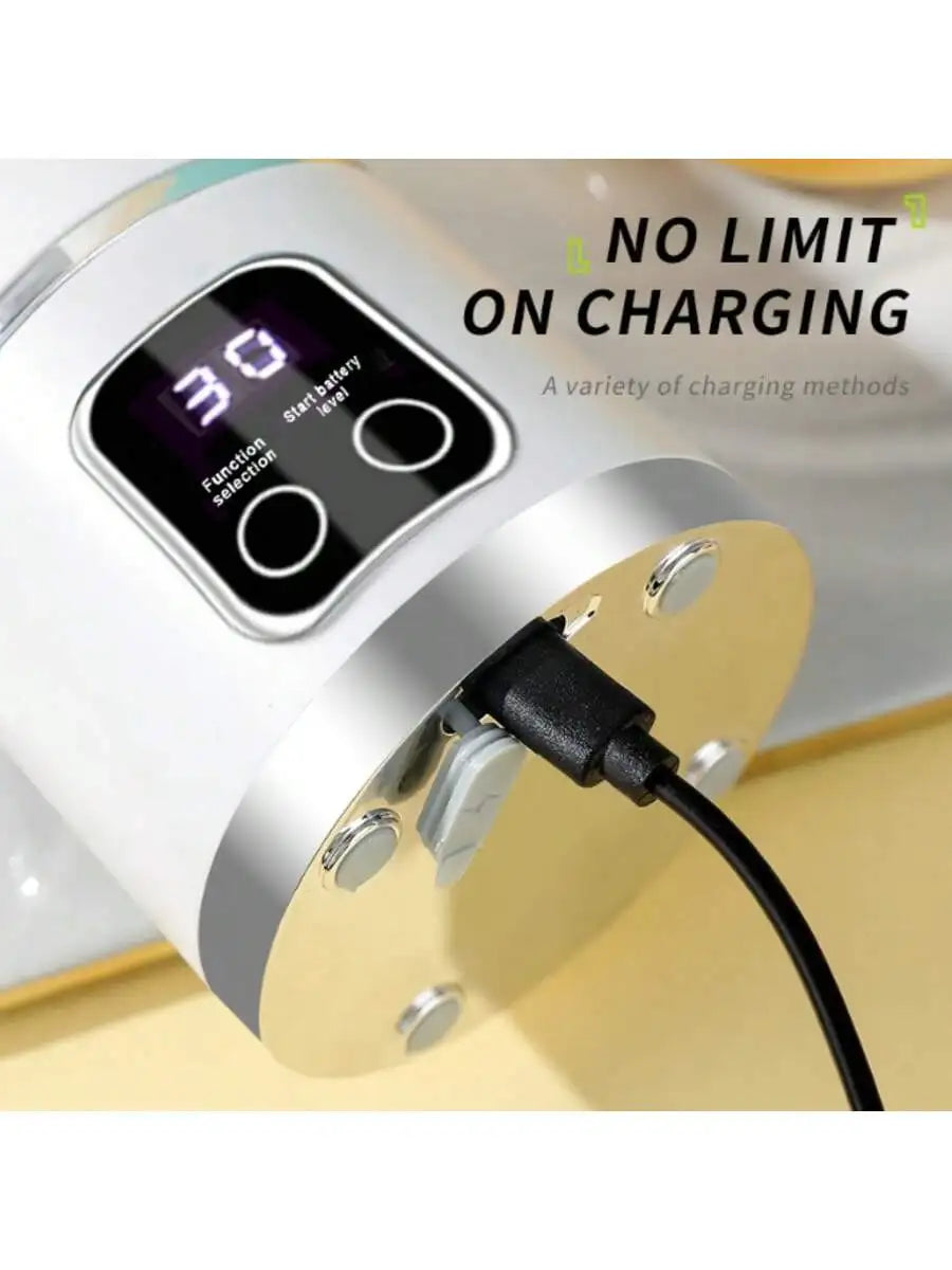 12 Blades Portable USB Charging Juicer, 400-800ML Mini Personal Blender, Electric Smoothie Juice Maker, Compact Rechargeable Mixer for Shakes, Fruit Vegetable Drinks, Travel Home Office Outdoor Use