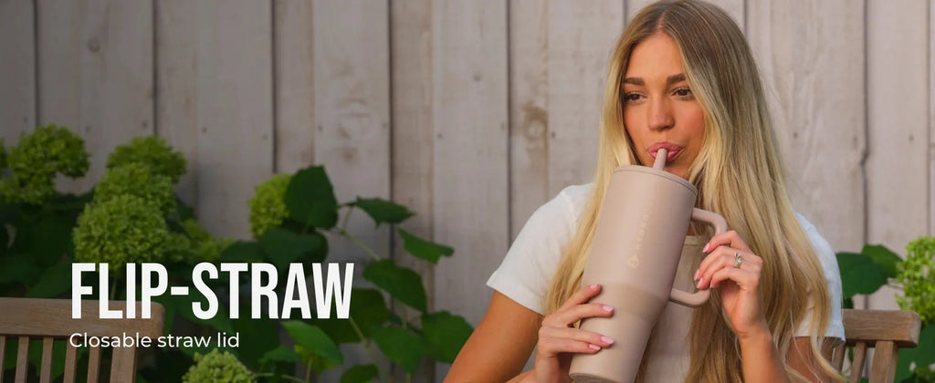 40oz Sage Insulated Stainless Steel Water Bottle | HYD Traveler Flip Straw Tumbler with Handle