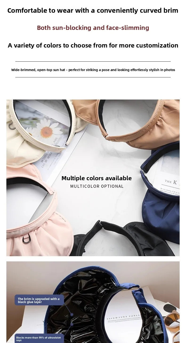 UPF50+ Sun Visor Hat Dual-Use Full Face Sun Protection Foldable Headband for Beach Hiking Outdoor Summer Hats for Women