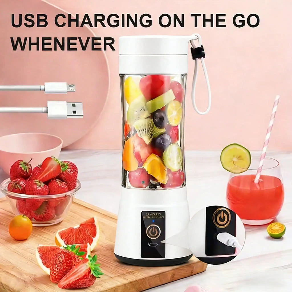 12 Blades Portable USB Charging Juicer, 400-800ML Mini Personal Blender, Electric Smoothie Juice Maker, Compact Rechargeable Mixer for Shakes, Fruit Vegetable Drinks, Travel Home Office Outdoor Use