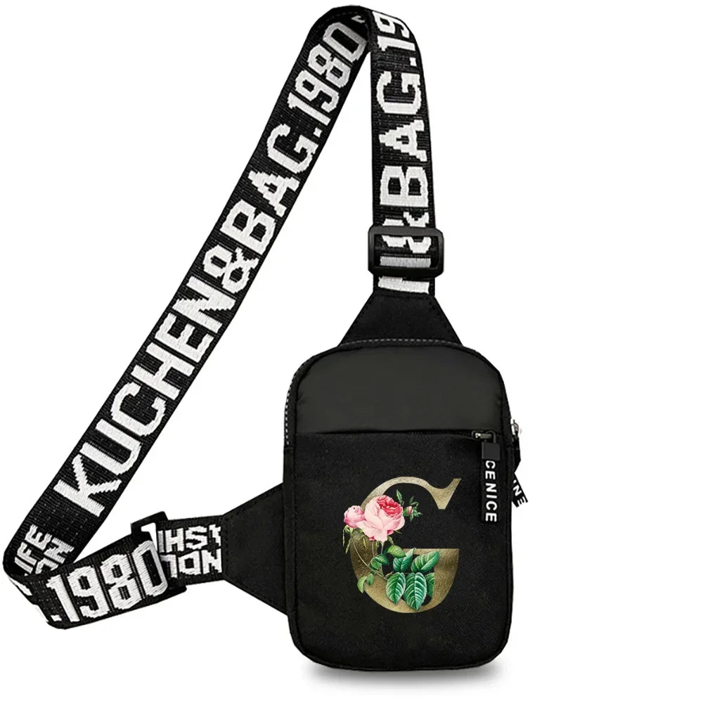 Simplicity Chest Bags Outdoor Sports Chest Backpack for Men and Women Multi Functional Golden Flower Series Crossbody Bag