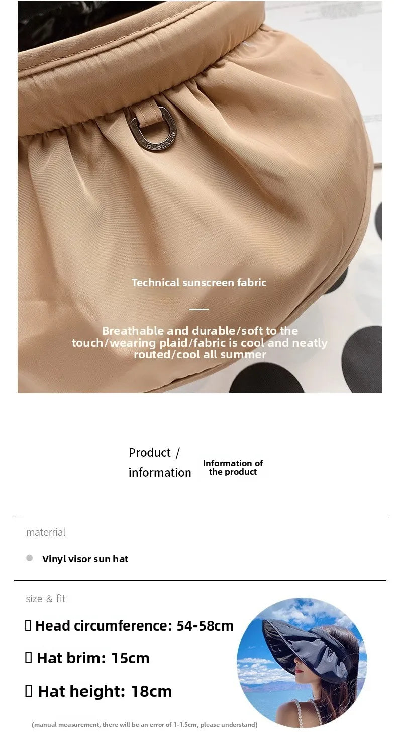 UPF50+ Sun Visor Hat Dual-Use Full Face Sun Protection Foldable Headband for Beach Hiking Outdoor Summer Hats for Women