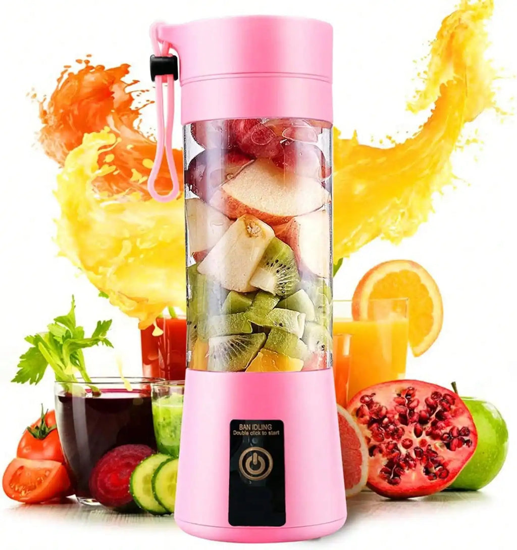 12 Blades Portable USB Charging Juicer, 400-800ML Mini Personal Blender, Electric Smoothie Juice Maker, Compact Rechargeable Mixer for Shakes, Fruit Vegetable Drinks, Travel Home Office Outdoor Use