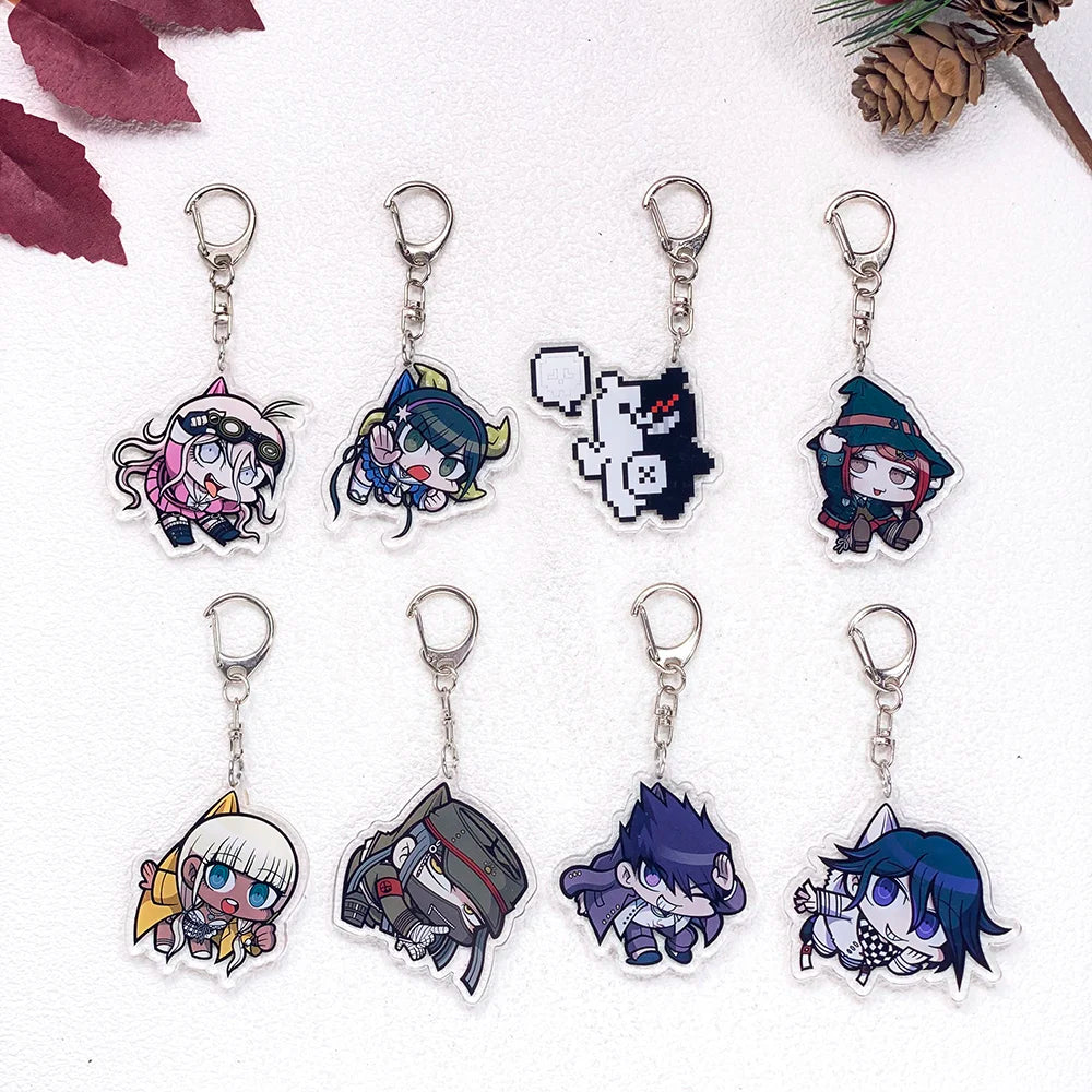1/21Pcs Game Figures Danganronpa Keychain Accessories Acrylic Cute Charms Pendant For Bag Funny Key Holder Backpack Decoration
