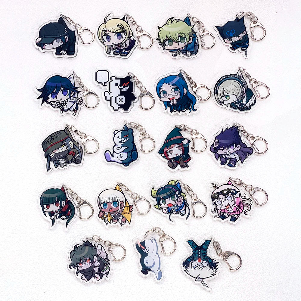 1/21Pcs Game Figures Danganronpa Keychain Accessories Acrylic Cute Charms Pendant For Bag Funny Key Holder Backpack Decoration