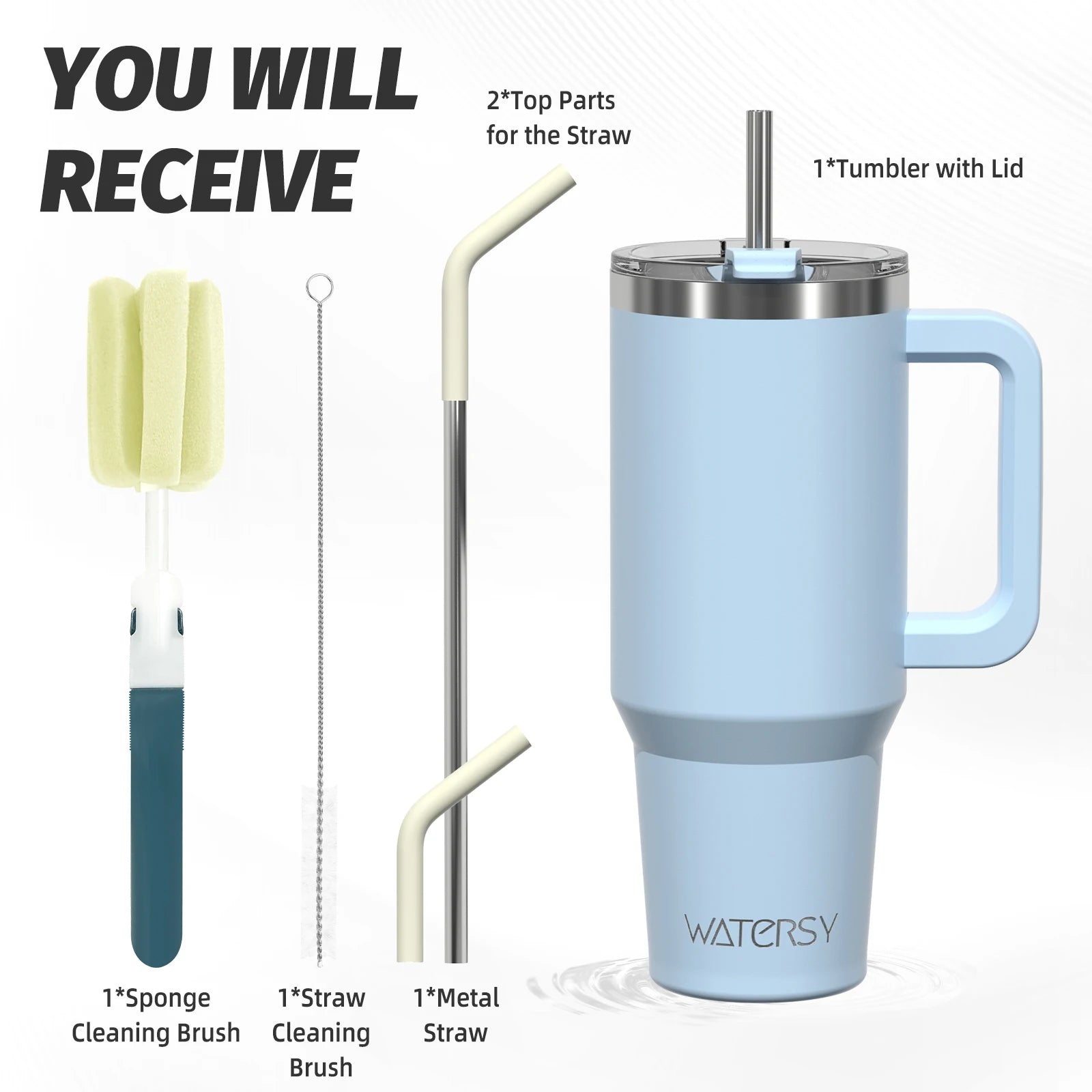 WATERSY 20oz/591ml Tumbler with Handle, Leak-proof Insulated Cup, Stainless Steel Vacuum Thermal for Coffee, for Car, Travel