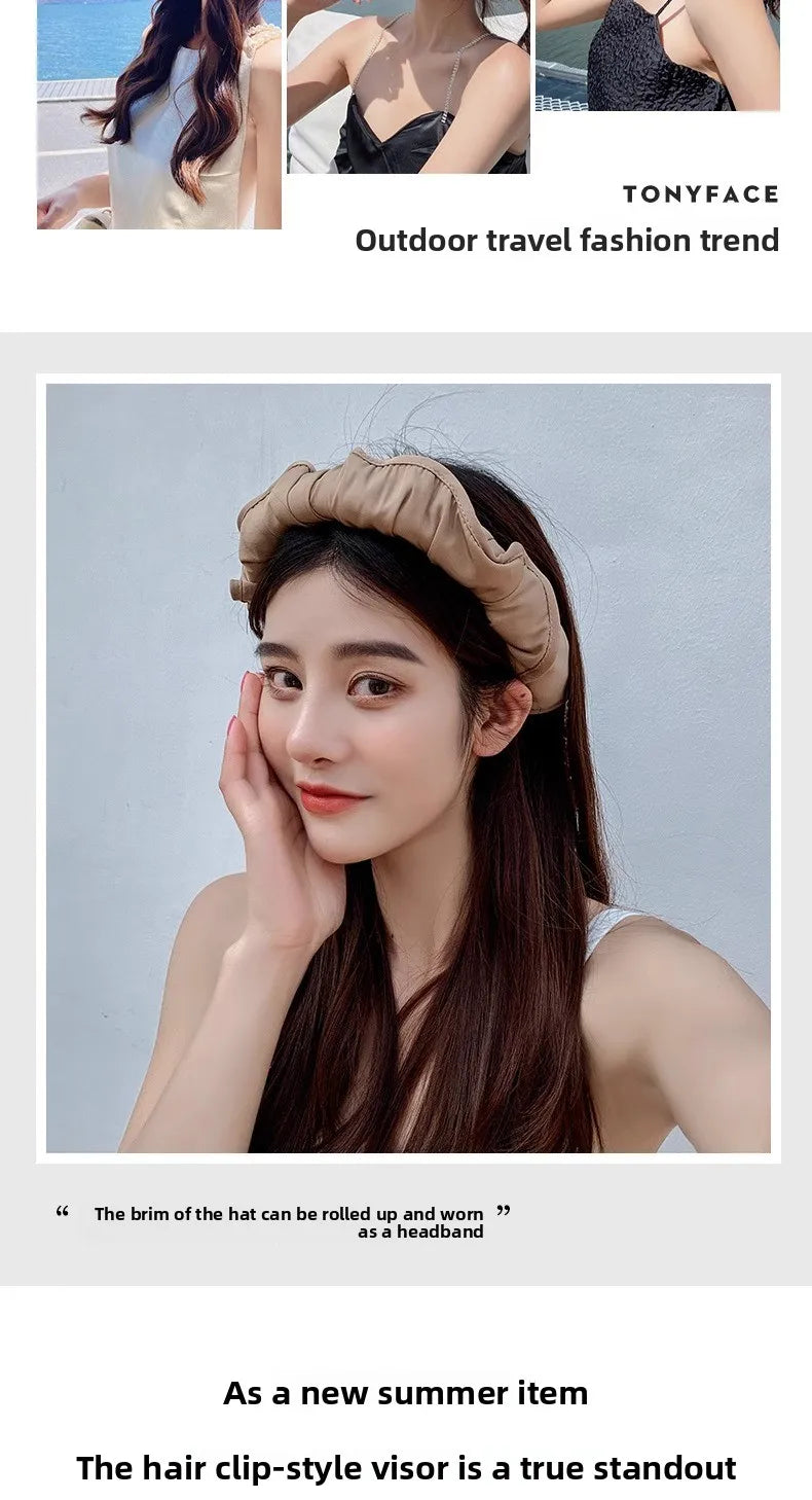 UPF50+ Sun Visor Hat Dual-Use Full Face Sun Protection Foldable Headband for Beach Hiking Outdoor Summer Hats for Women