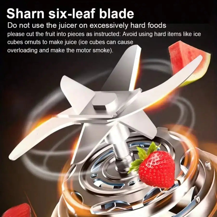 12 Blades Portable USB Charging Juicer, 400-800ML Mini Personal Blender, Electric Smoothie Juice Maker, Compact Rechargeable Mixer for Shakes, Fruit Vegetable Drinks, Travel Home Office Outdoor Use