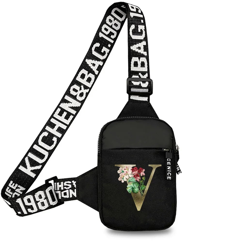 Simplicity Chest Bags Outdoor Sports Chest Backpack for Men and Women Multi Functional Golden Flower Series Crossbody Bag