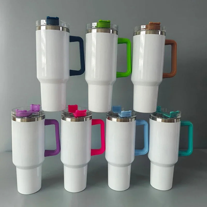 1200ML Sublimation Blank Tumbler Stainless Steel Car Cup Coffee Mug Large Capacity Water Bottle 40OZ Vacuum Thermos Bottle DIY