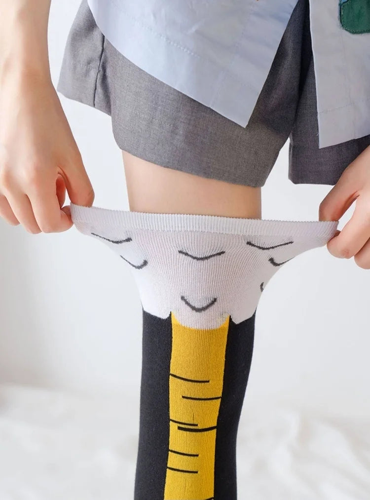 Funny 3D Chicken Socks Print Cartoon Cosplay High Flexibility Thigh High Sock Fashion Thin Toe Feet